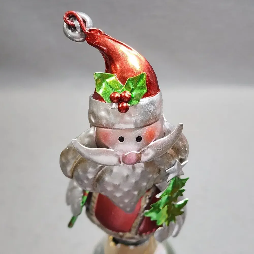 Handcrafted Santa Clause Metal Holiday Wine Bottle Stopper Topper Pier 1 NIP
